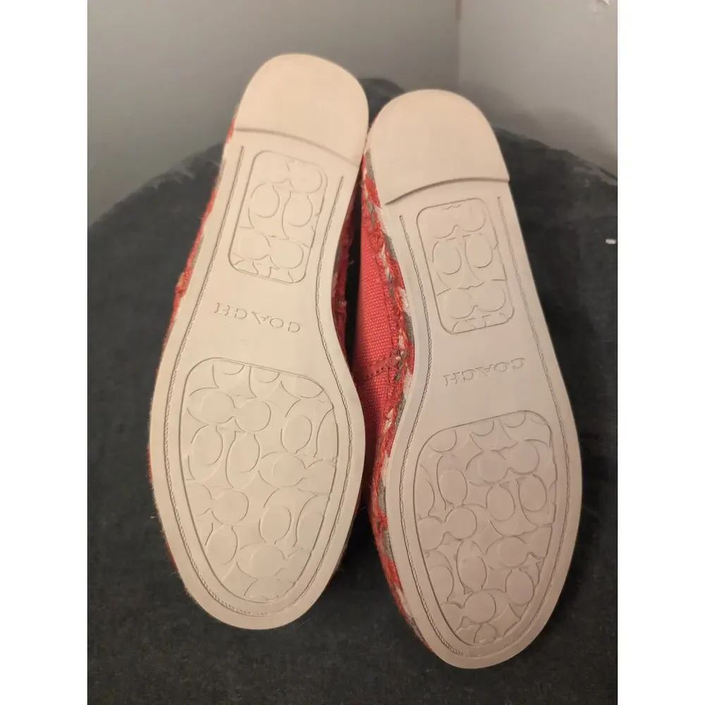 Coach Madison Tassel Bow Espadrille Flats Designer Orange NWOT 5.5